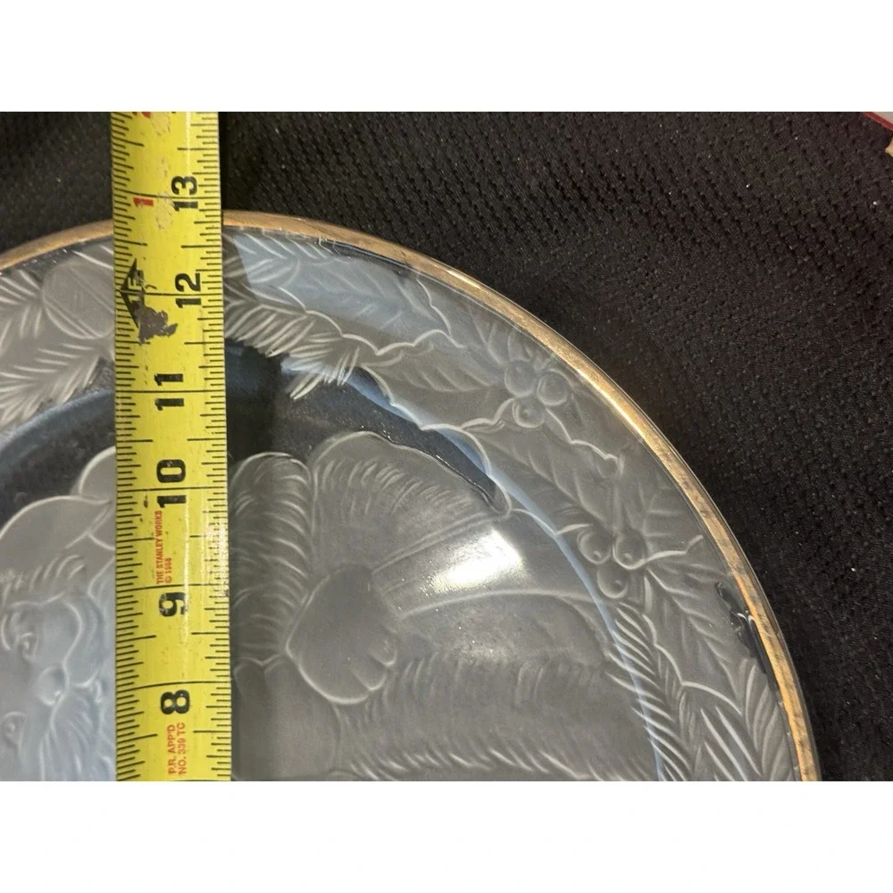 White Christmas Platter By Elements Gold Rim 13